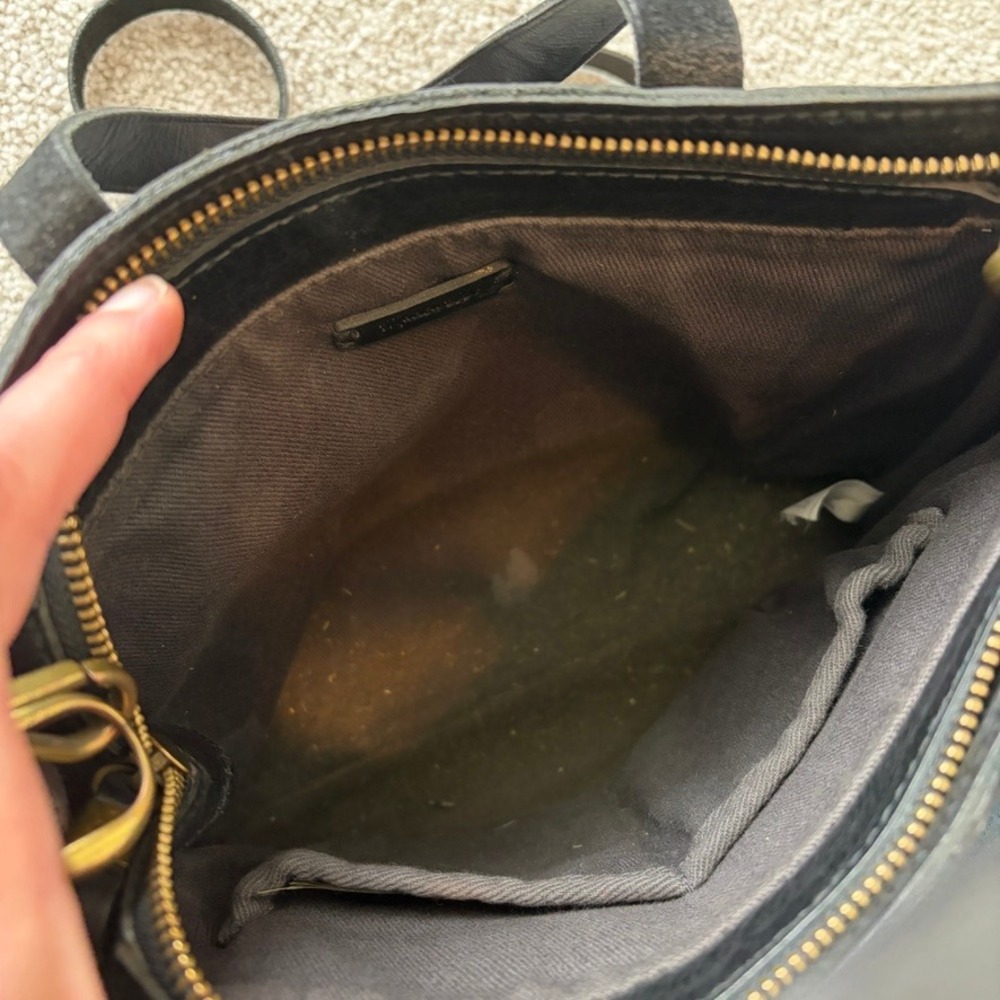Madewell Zip Top Transport Crossbody Tote Bag Black Leather Minimalist Casual - Picture 8 of 11